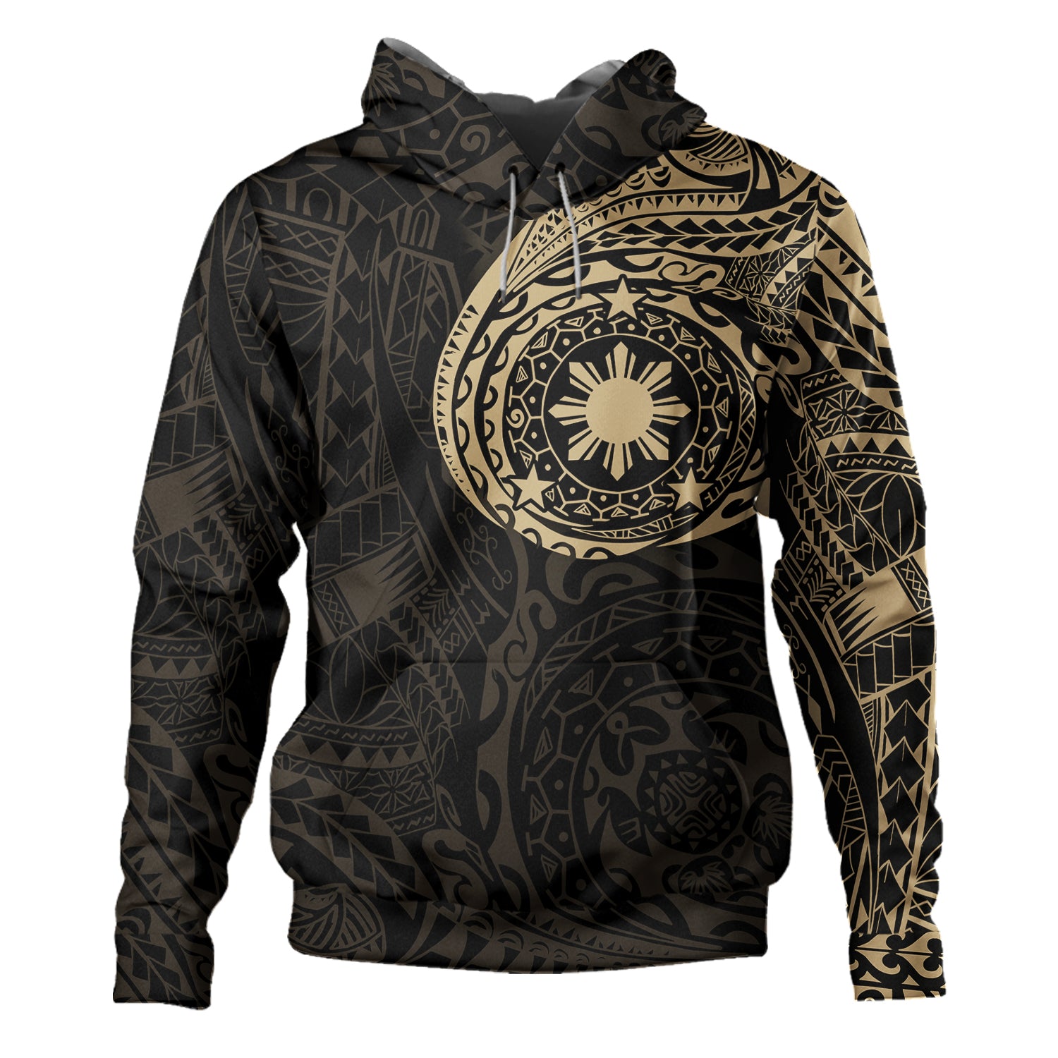 Philippines Polynesian Tribal Tattoo Style Gold Hoodie - Polynesian Pride