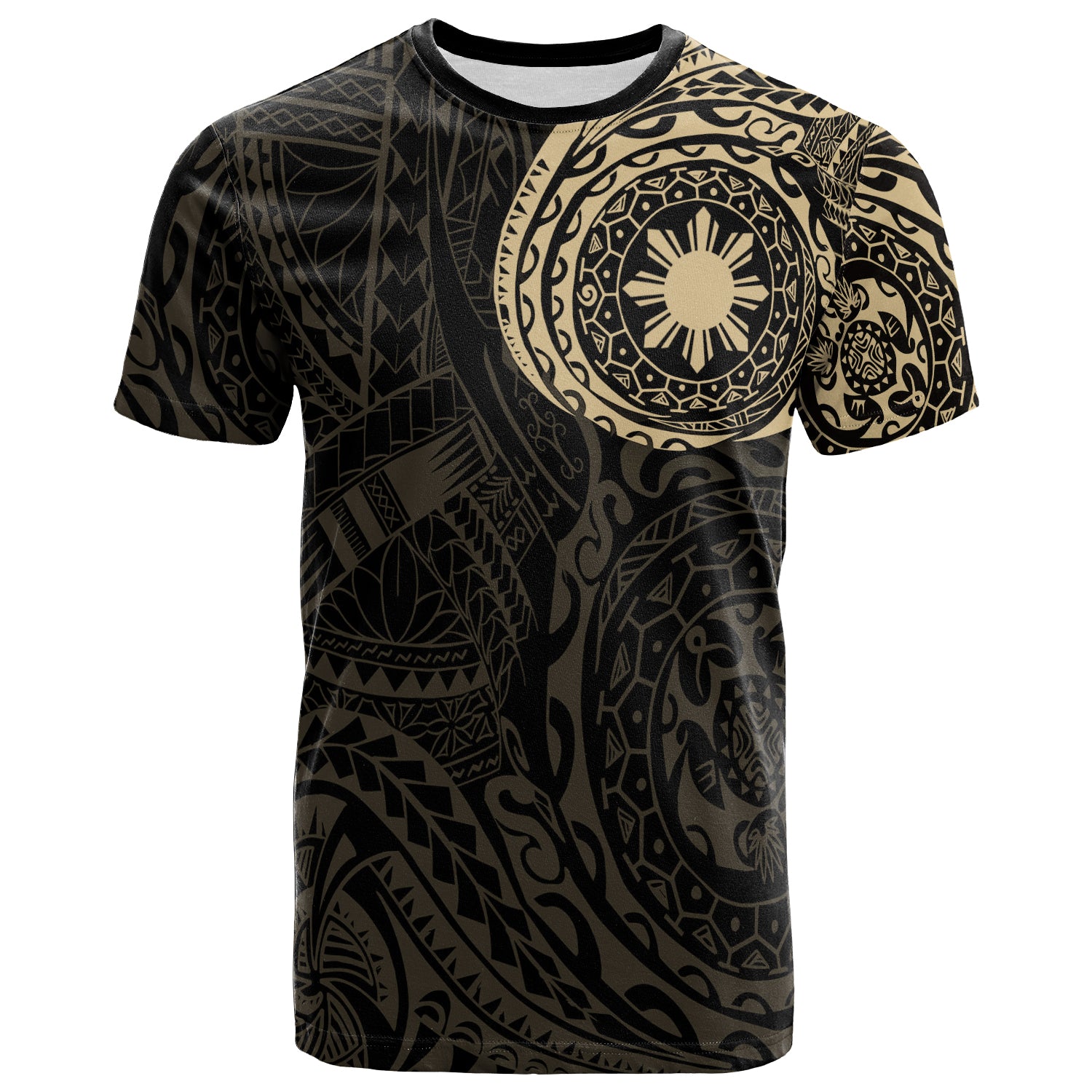 Philippines Polynesian T Shirt Polynesian Tattoo Style Unisex Gold - Polynesian Pride