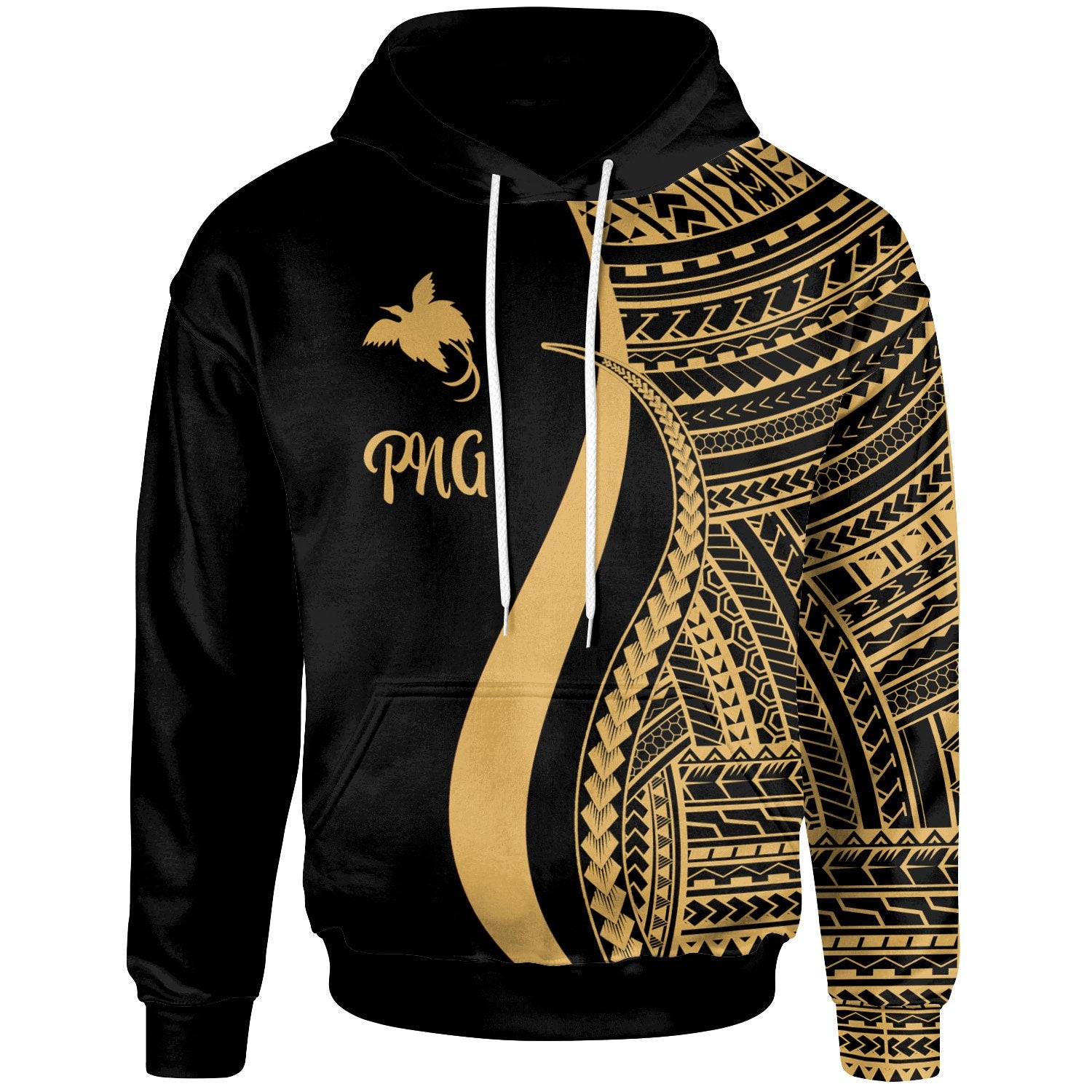 Papua New Guinea Hoodie Gold Tentacle Tribal Pattern Unisex Gold - Polynesian Pride