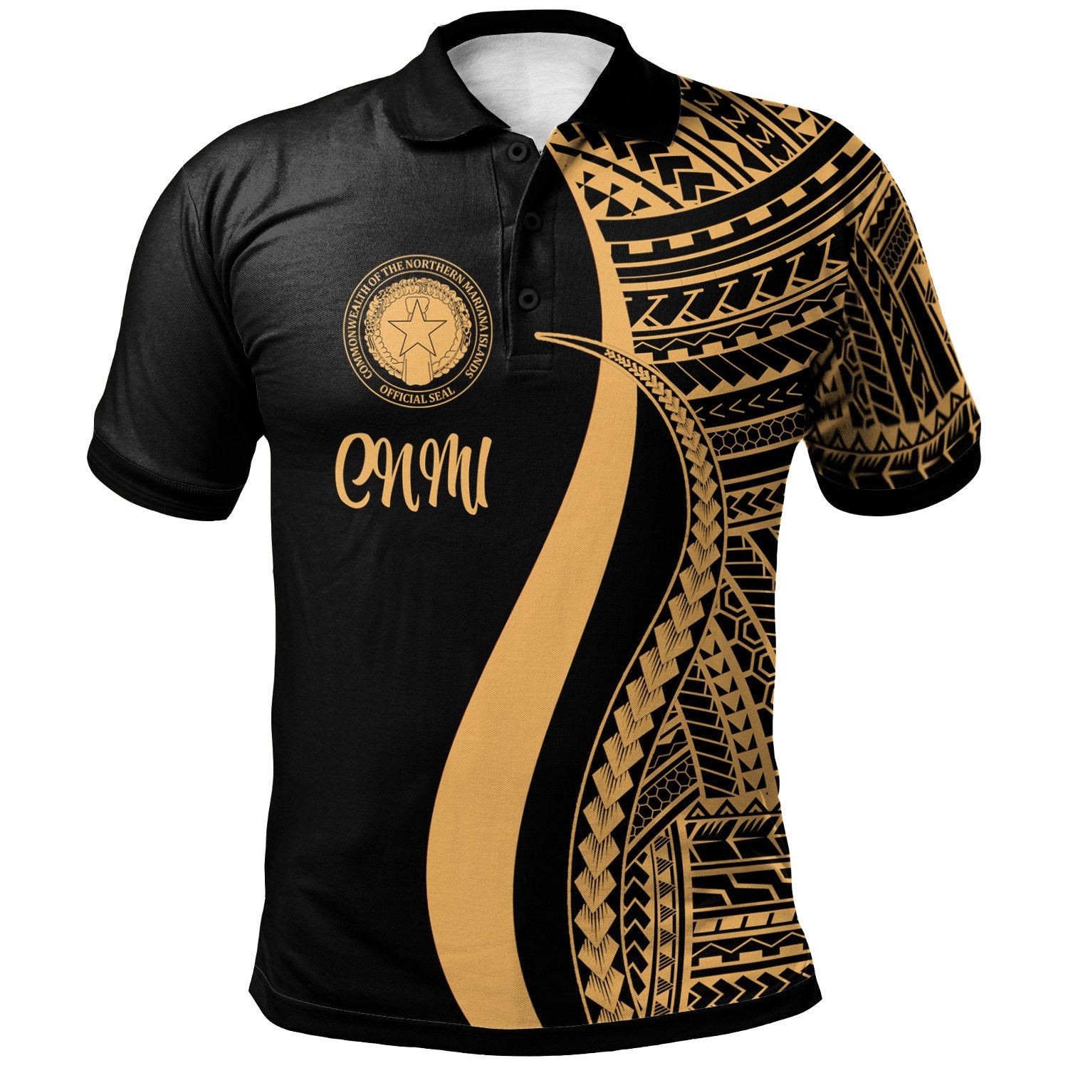 Northern Mariana Islands Polo Shirt Gold Polynesian Tentacle Tribal Pattern Unisex Gold - Polynesian Pride