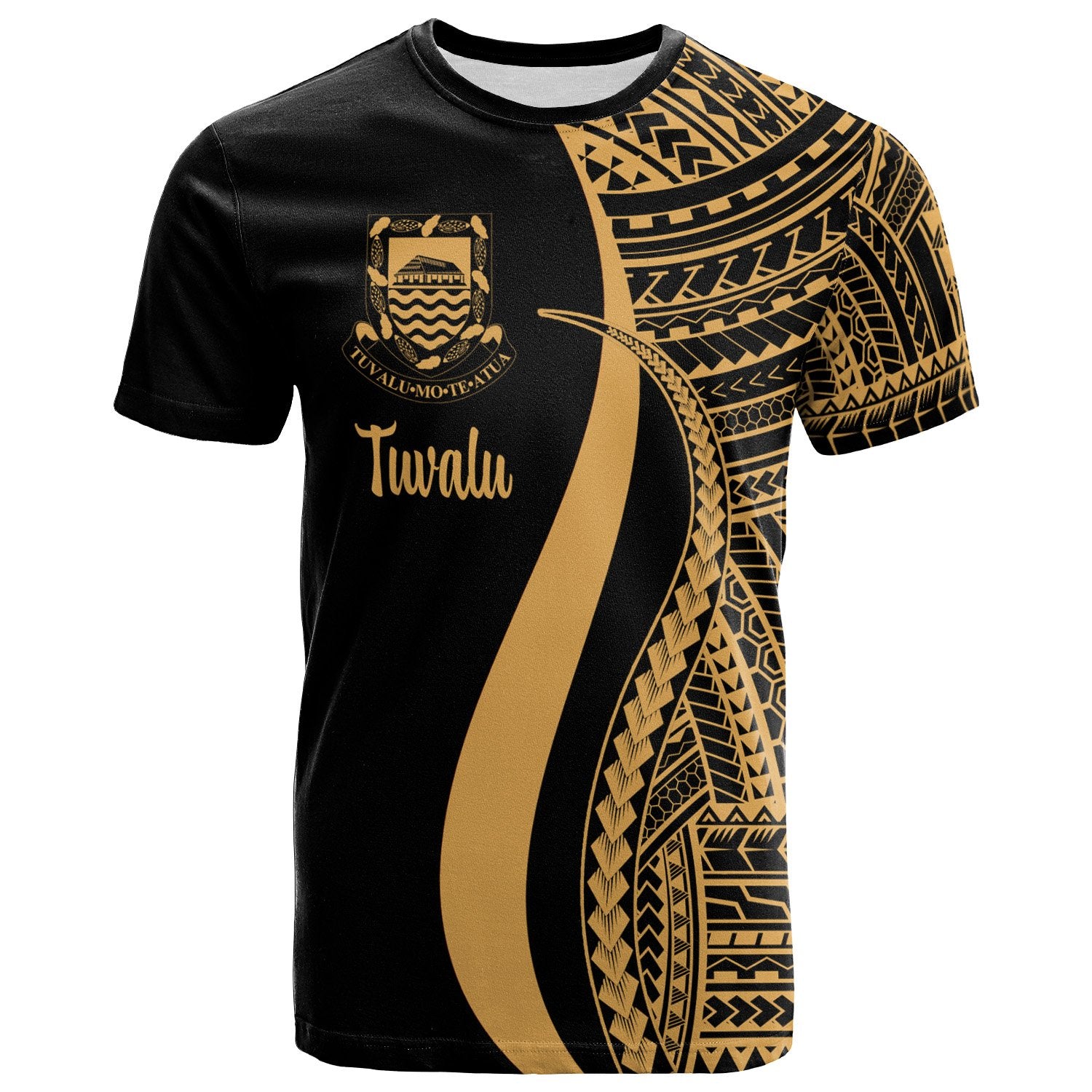 Tuvalu T Shirt Gold Polynesian Tentacle Tribal Pattern Unisex Gold - Polynesian Pride