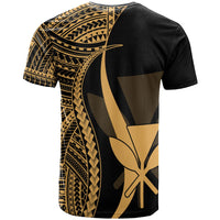 Hawaii T Shirt Kanaka Maoli Gold Polynesian Tentacle Tribal Pattern - Polynesian Pride