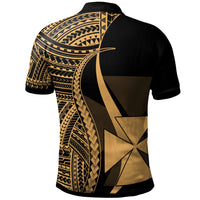 Wallis and Futuna Polo Shirt Gold Polynesian Tentacle Tribal Pattern - Polynesian Pride
