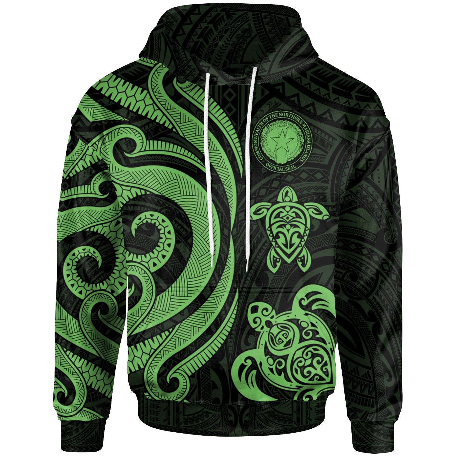 Northern Mariana Hoodie Green Tentacle Turtle Unisex Green - Polynesian Pride