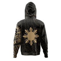 Philippines Polynesian Tattoo Style Hoodie Multicolor Zip Hoodie Gold - Polynesian Pride