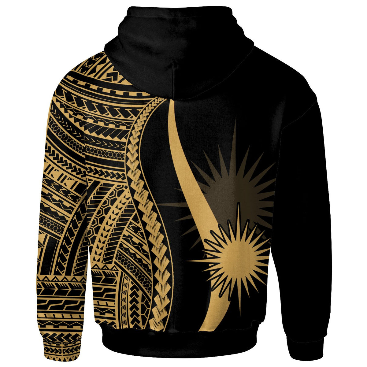 Marshall Islands Zip up Hoodie Gold Tentacle Tribal Pattern - Polynesian Pride