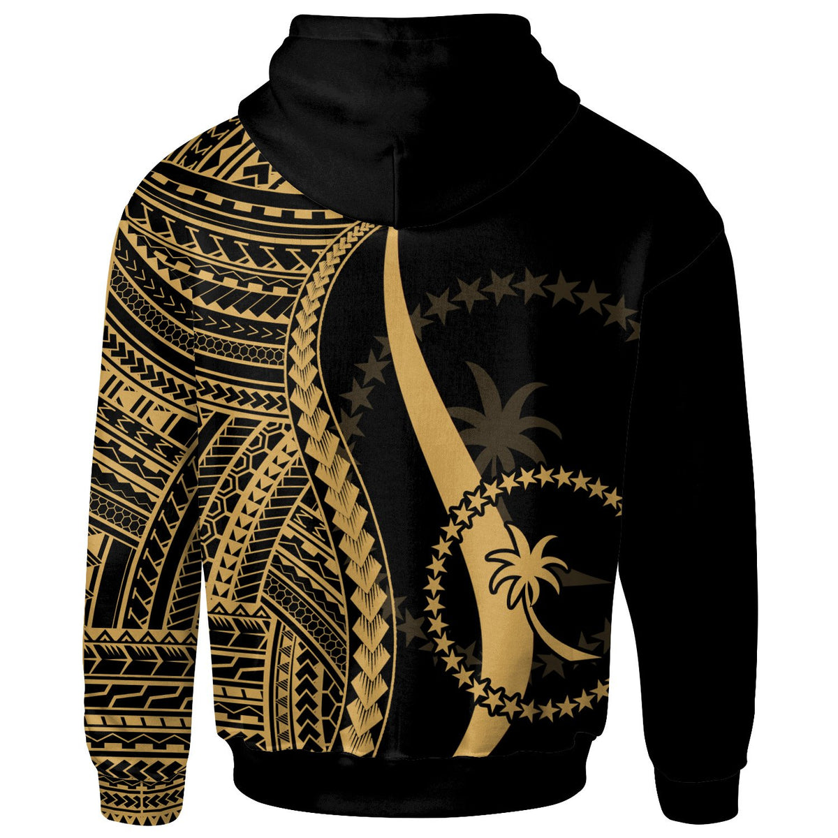 Chuuk Zip up Hoodie Gold Tentacle Tribal Pattern - Polynesian Pride