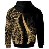 New Caledonia Hoodie Gold Tentacle Tribal Pattern - Polynesian Pride