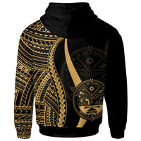 Marshall Islands Hoodie Gold Tentacle Tribal Pattern Crest - Polynesian Pride