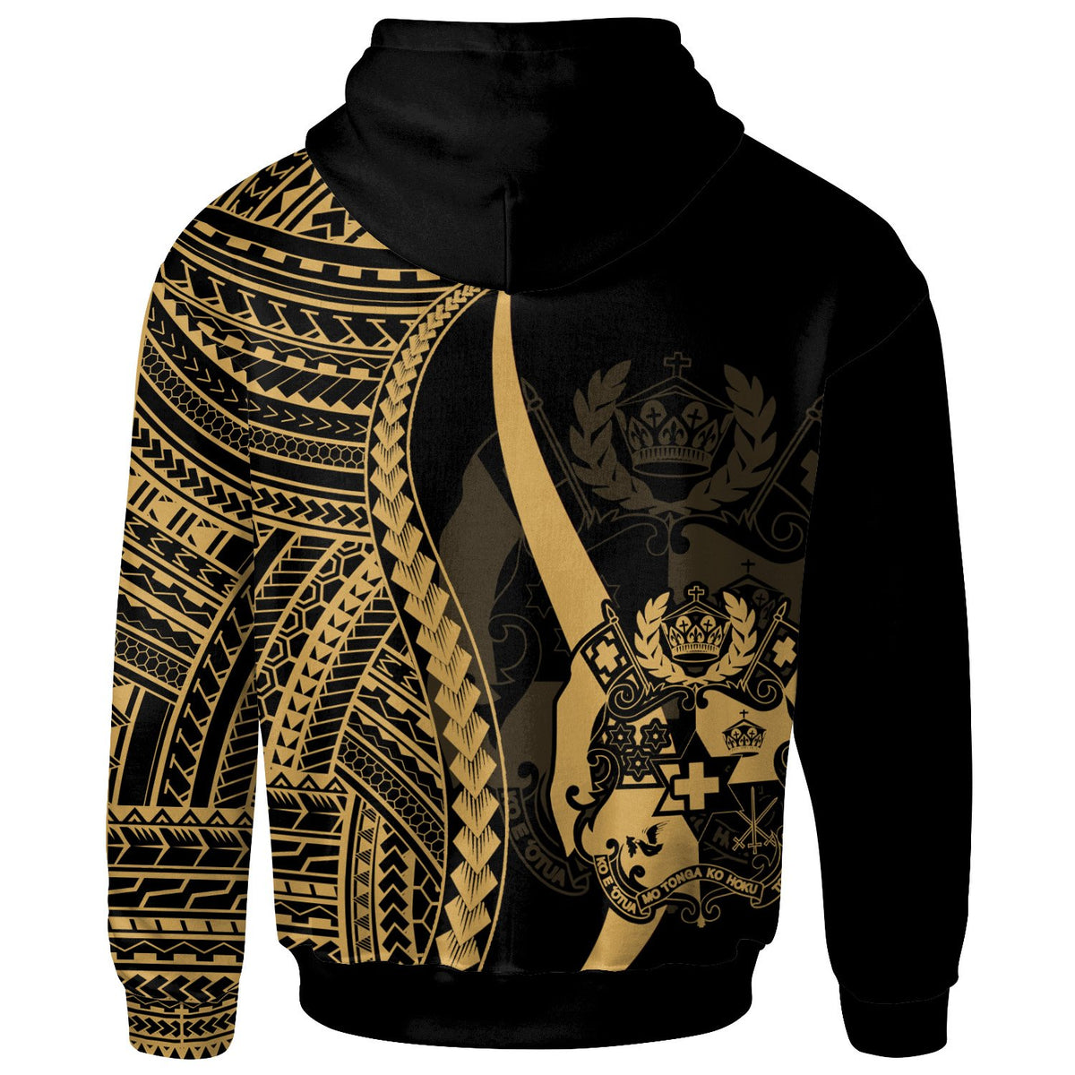 Tonga Hoodie Gold Tentacle Tribal Pattern - Polynesian Pride
