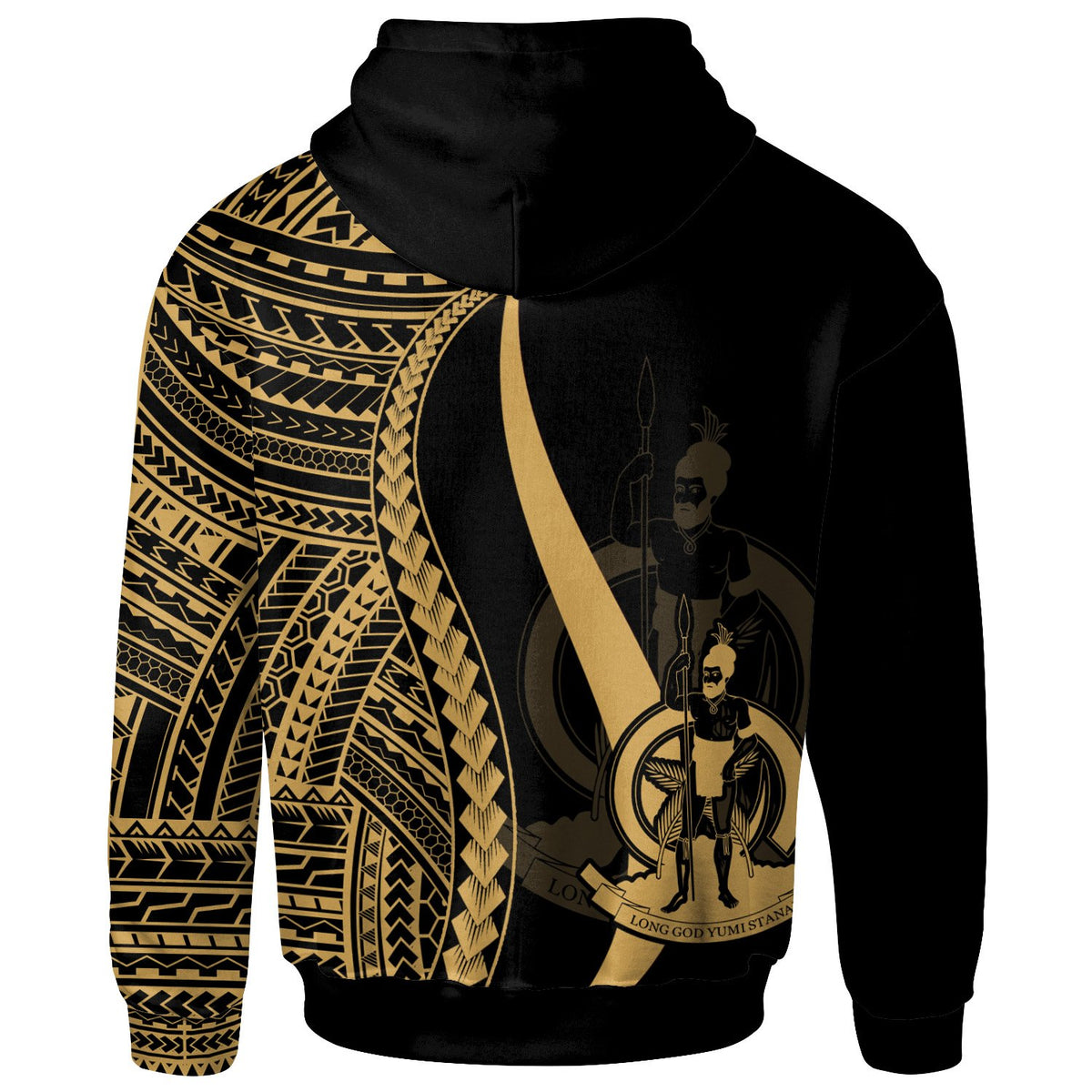 Vanuatu Zip up Hoodie Gold Tentacle Tribal Pattern - Polynesian Pride