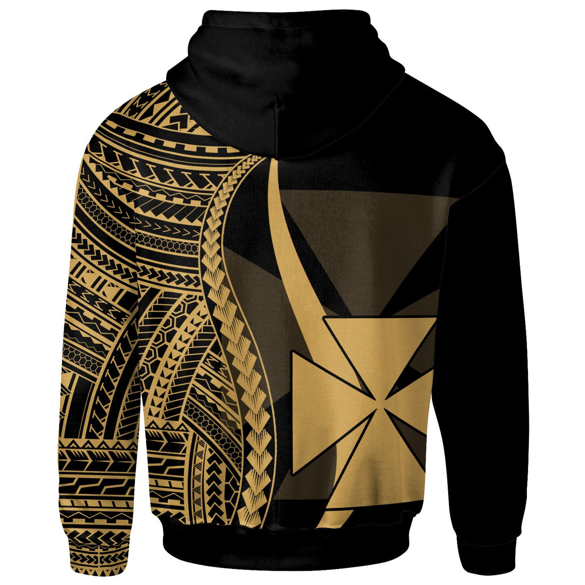 Wallis and Futuna Zip up Hoodie Gold Tentacle Tribal Pattern - Polynesian Pride