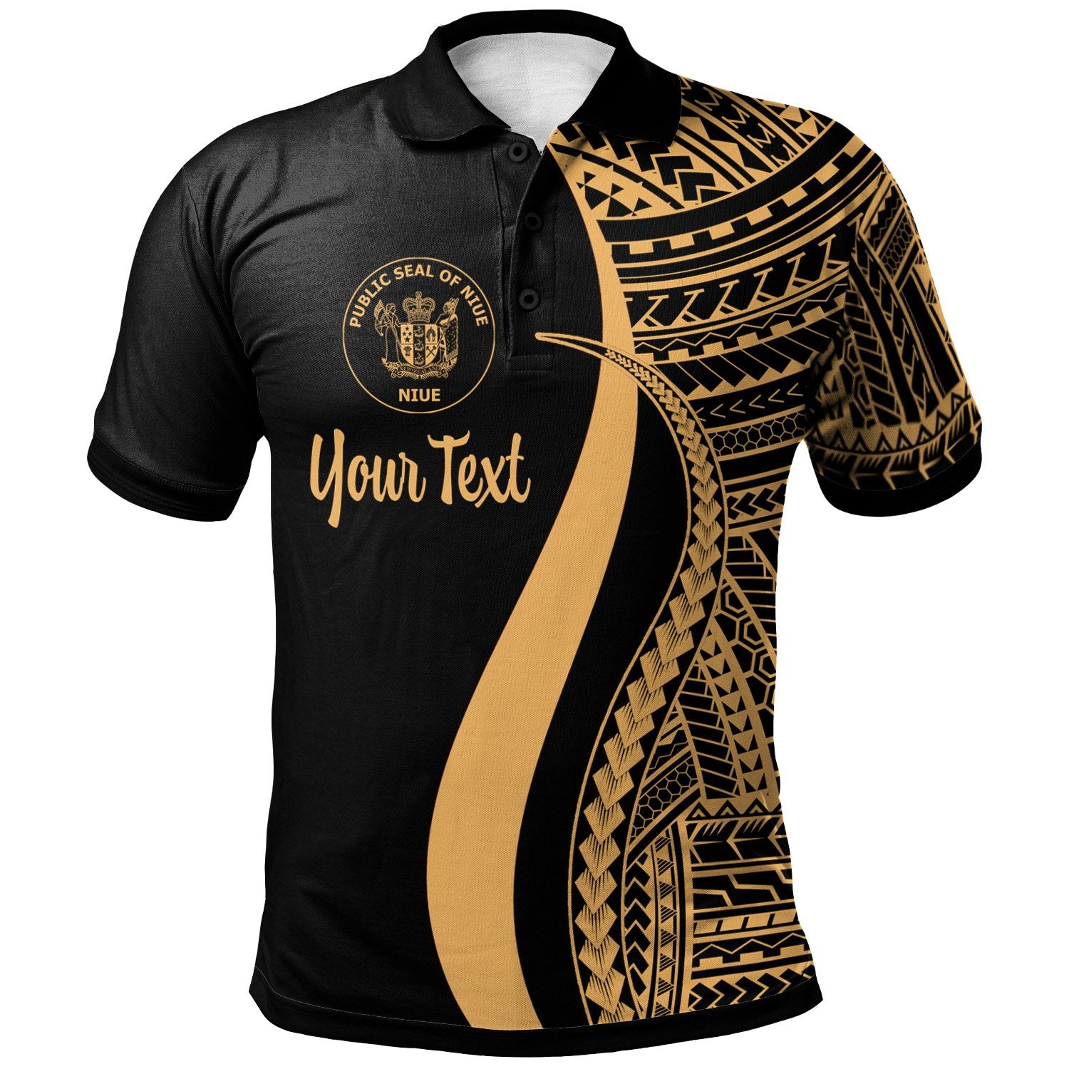 Niue Custom Polo Shirt Gold Polynesian Tentacle Tribal Pattern Unisex Gold - Polynesian Pride