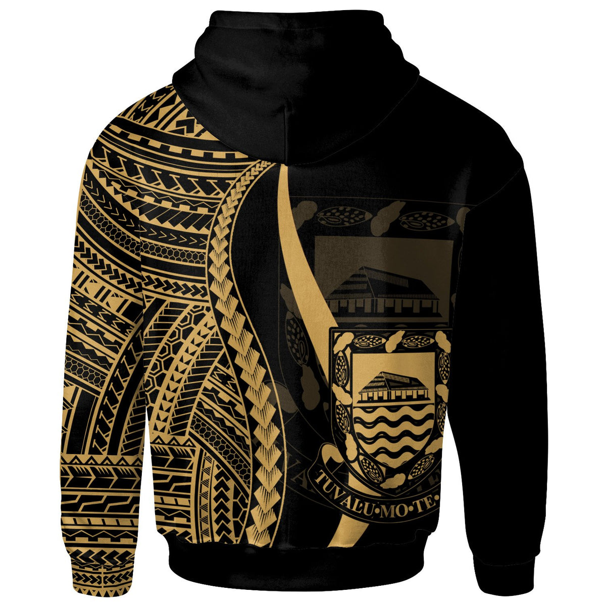 Tuvalu Hoodie Gold Tentacle Tribal Pattern - Polynesian Pride