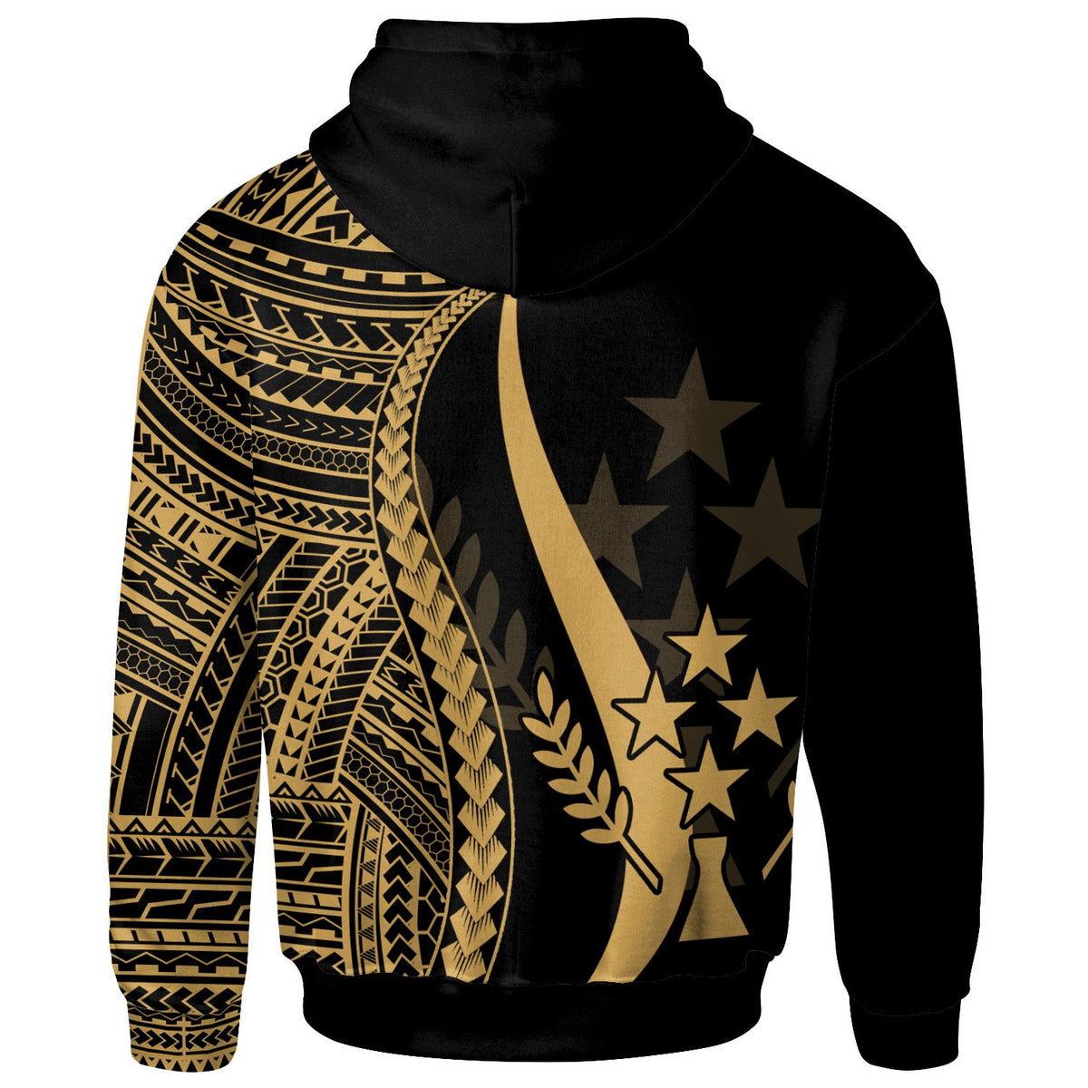 Kosrae Custom Zip up Hoodie Gold Tentacle Tribal Pattern - Polynesian Pride