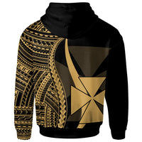 Wallis and Futuna Custom Zip up Hoodie Gold Tentacle Tribal Pattern - Polynesian Pride