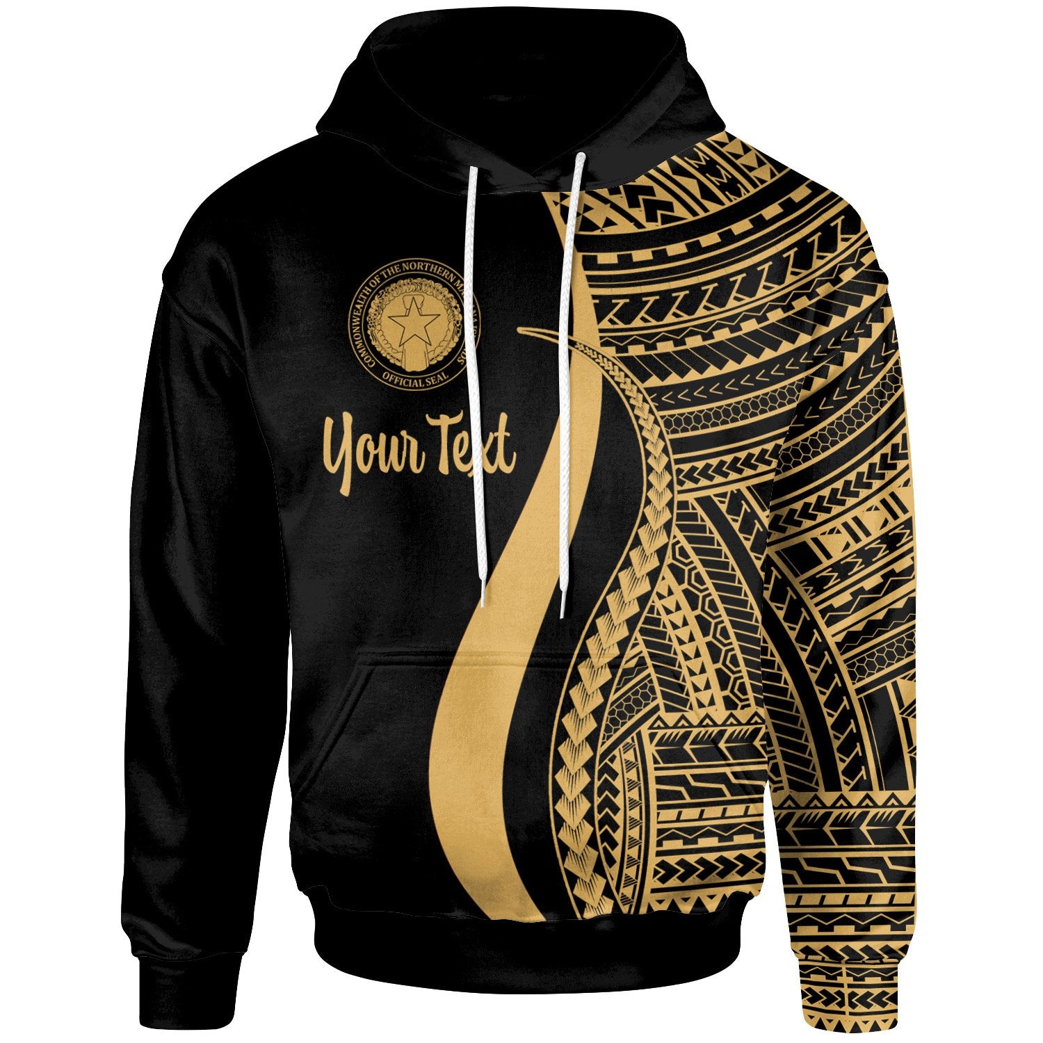 Northern Mariana Islands Custom Hoodie Gold Tentacle Tribal Pattern Unisex Gold - Polynesian Pride