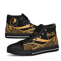 Yap Custom Personalised High Top Shoes Gold - Polynesian Tentacle Tribal Pattern - Polynesian Pride