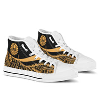 Tahiti Custom Personalised High Top Shoes Gold - Polynesian Tentacle Tribal Pattern Unisex White - Polynesian Pride