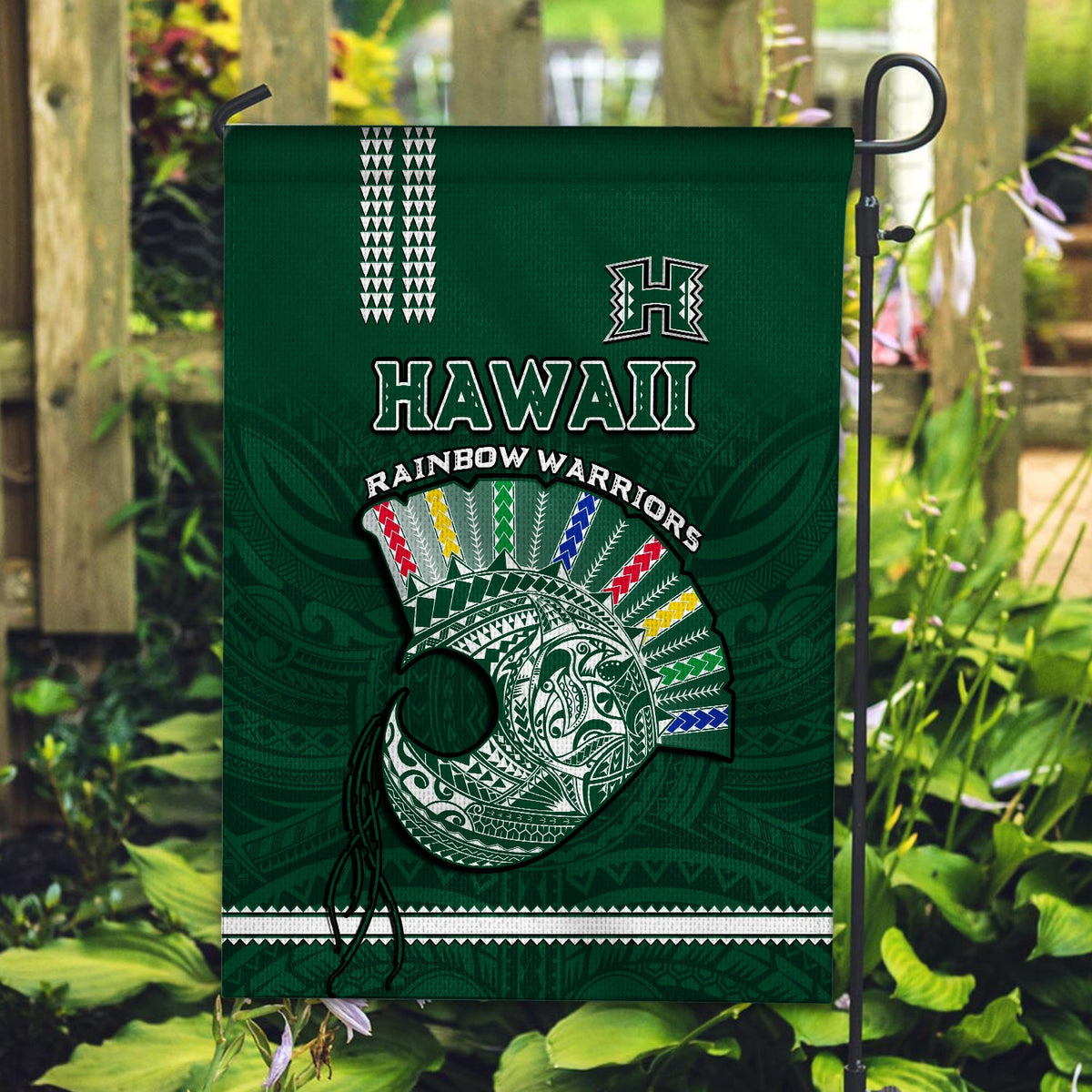Hawaii Football Flag Kakau Rainbow Warriors Helmet Go Bows Ver.01 LT14 - Polynesian Pride