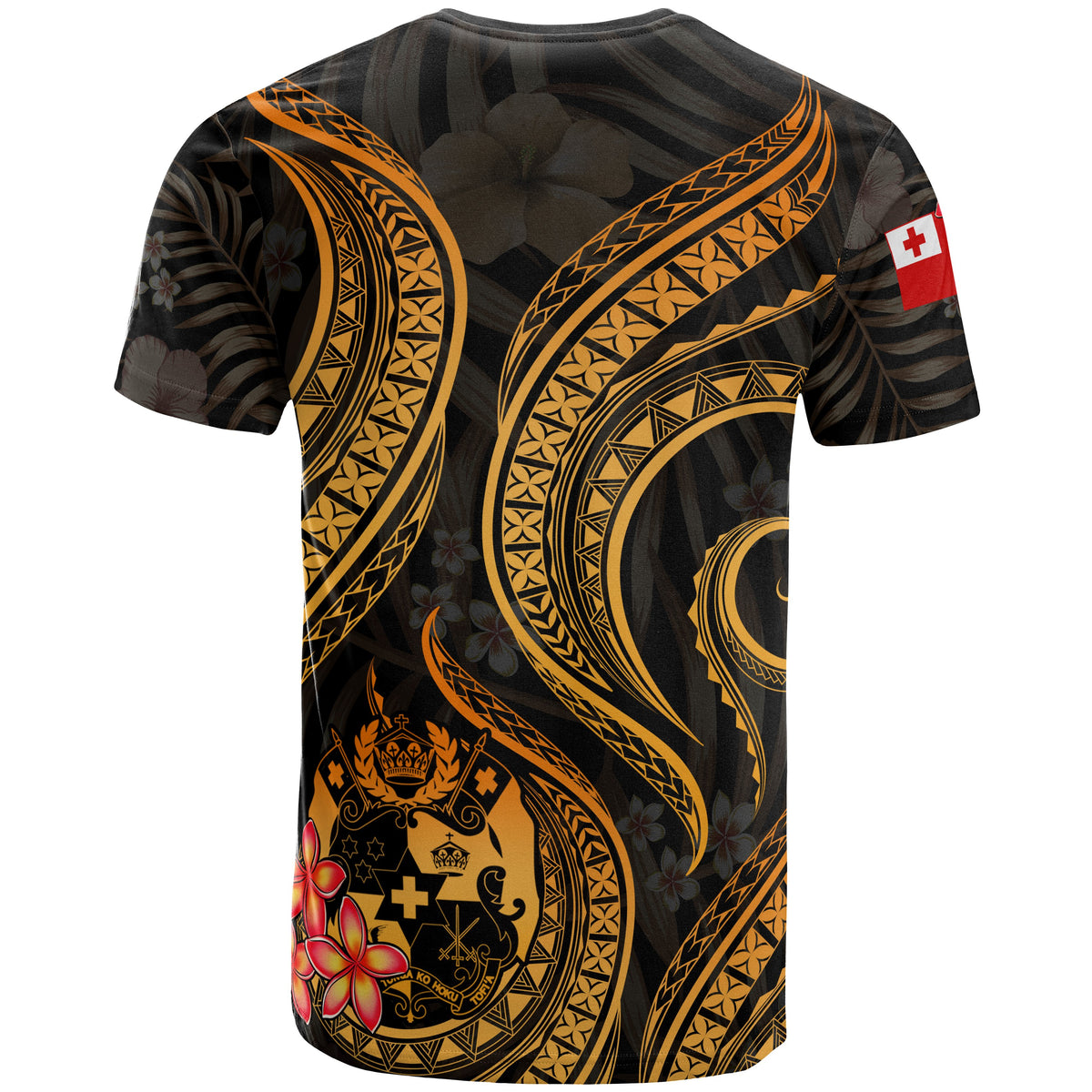 Tonga Polynesian T Shirt Gold Plumeria - Polynesian Pride