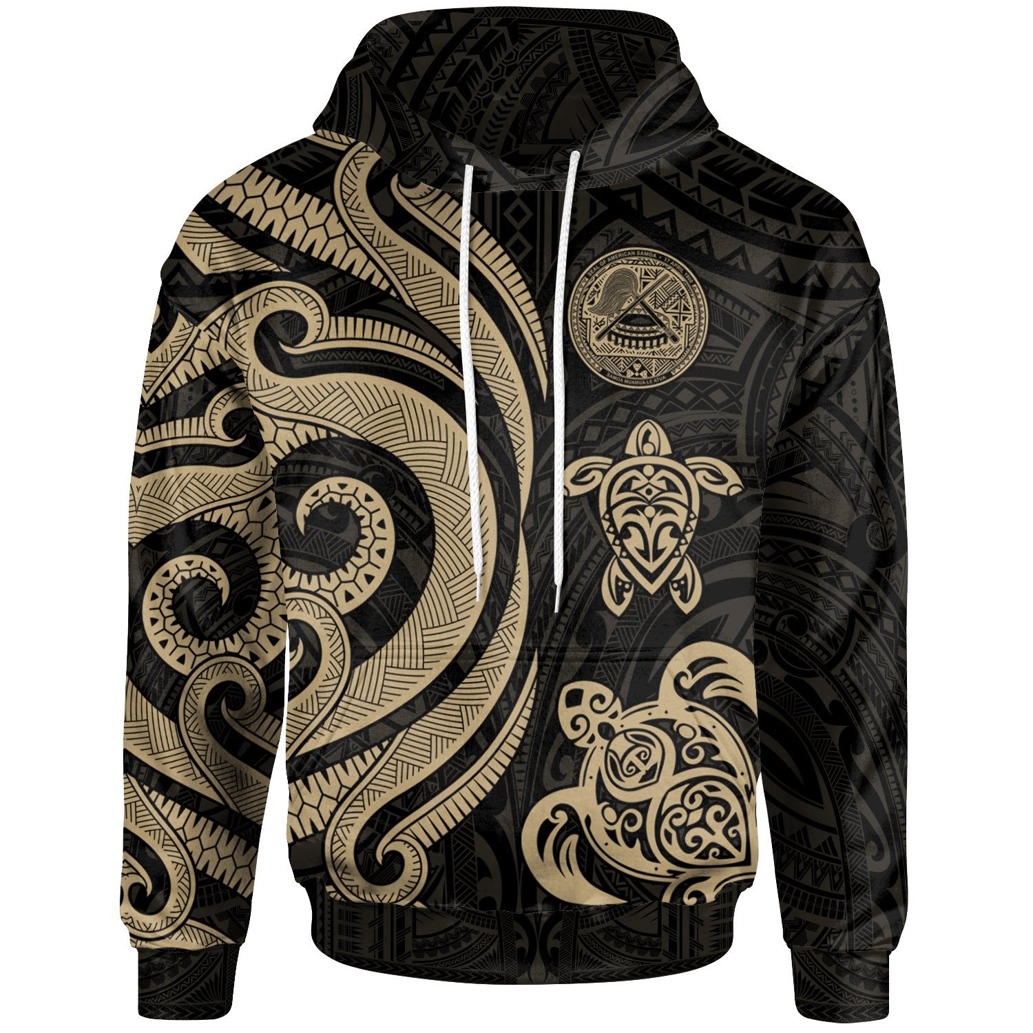 American Samoa Hoodie Gold Tentacle Turtle Unisex Gold - Polynesian Pride