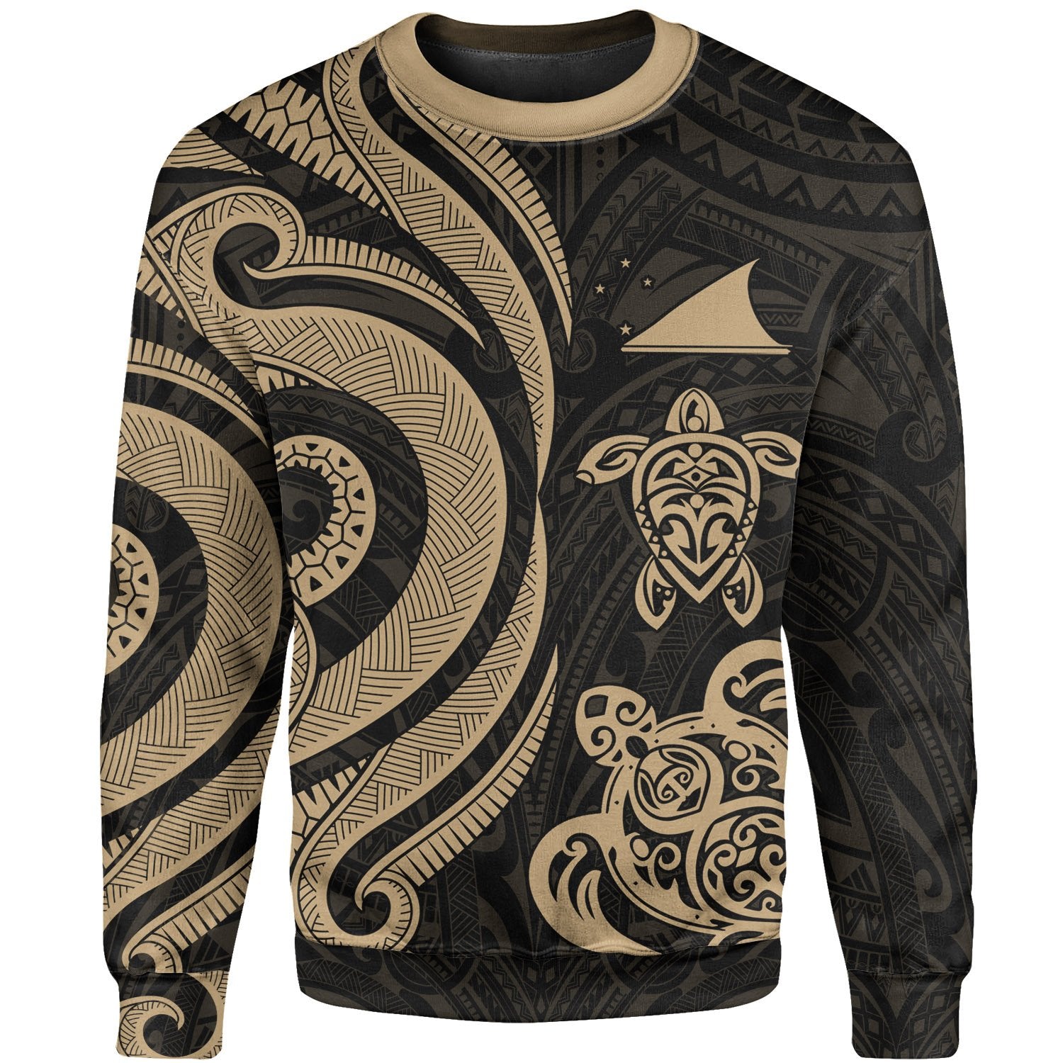 Tokelau Sweater - Gold Tentacle Turtle Unisex Gold - Polynesian Pride