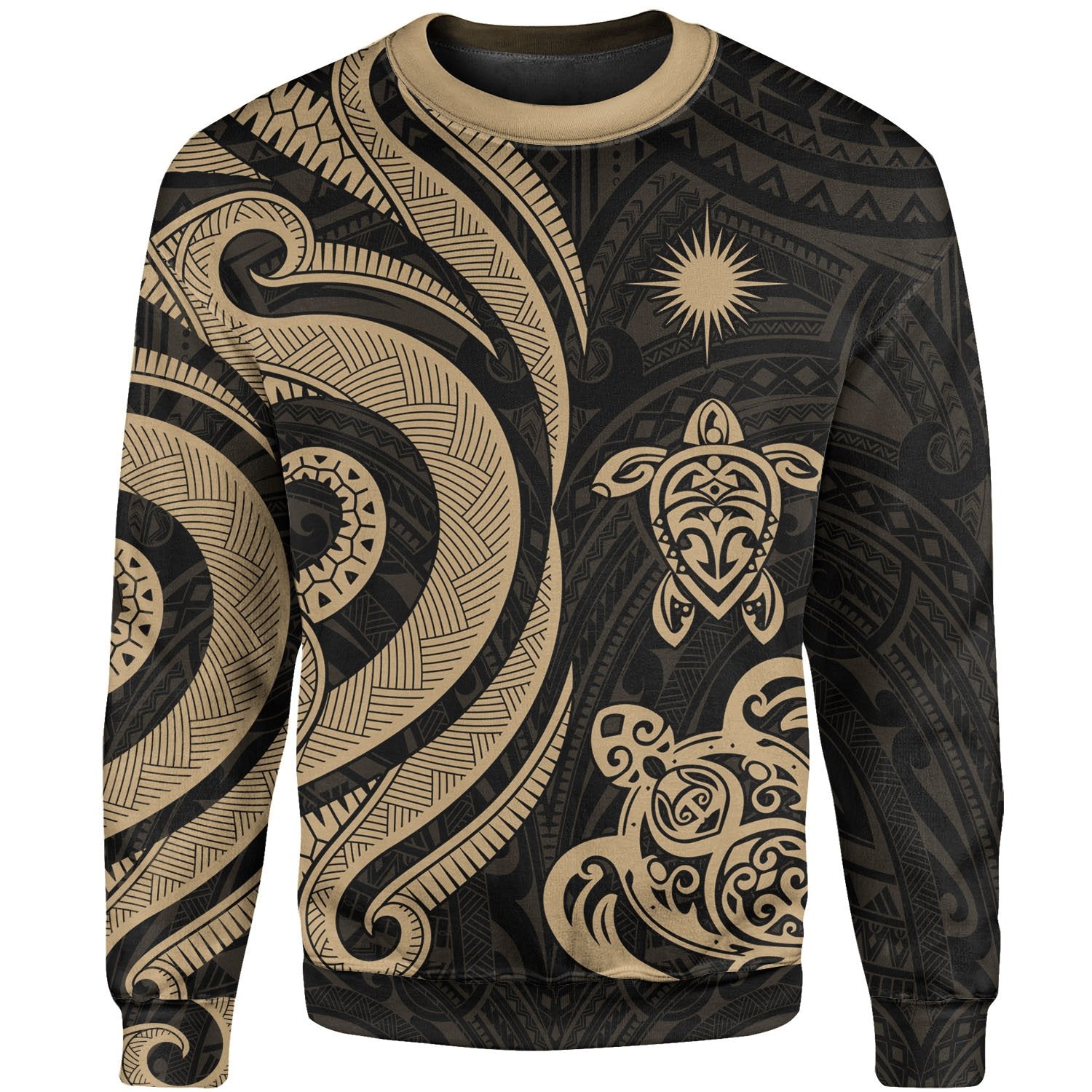 Marshall Islands Sweater - Gold Tentacle Turtle Unisex Gold - Polynesian Pride