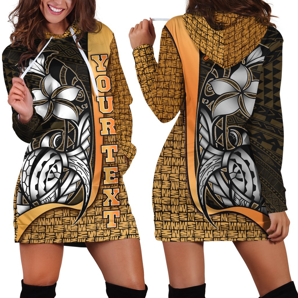 Polynesian Hawaii Custom Personalised Hoodie Dress Gold - Turtle with Hook GOLD - Polynesian Pride