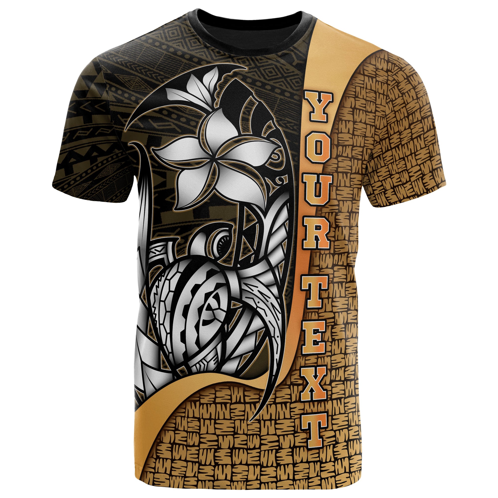 Polynesian Hawaii Custom T Shirt Kanaka Maoli Gold Turtle with Hook Unisex GOLD - Polynesian Pride