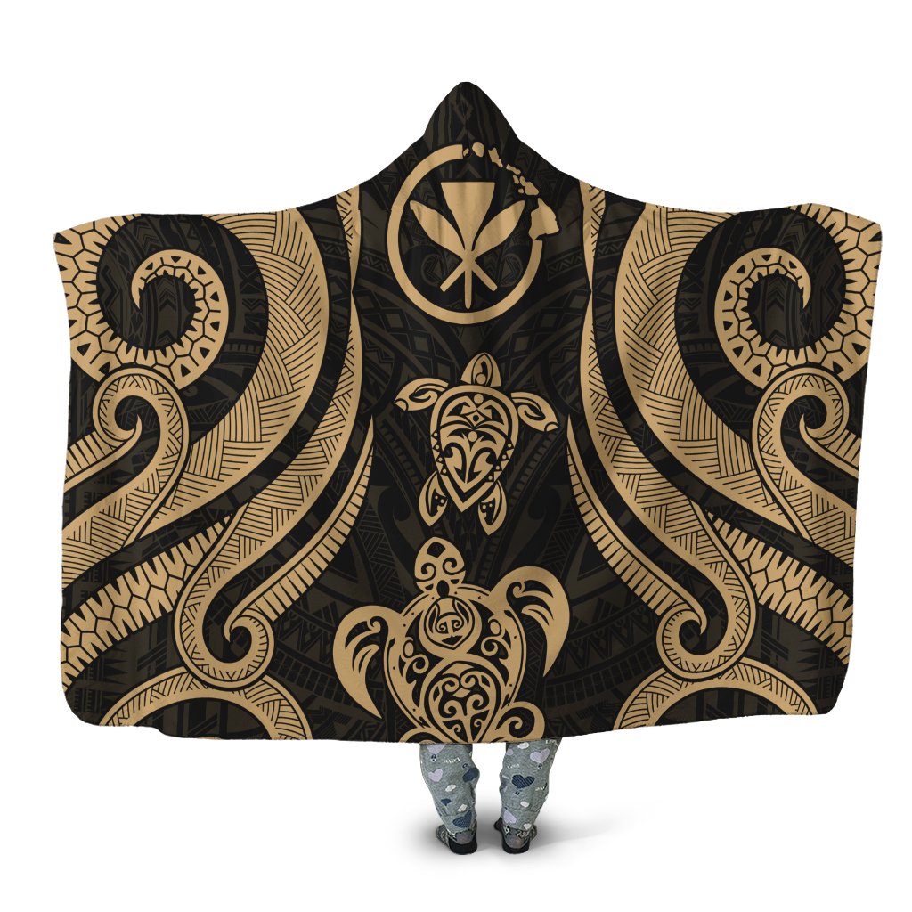 Hawaii Hooded Blanket - Gold Tentacle Turtle Hooded Blanket Gold - Polynesian Pride