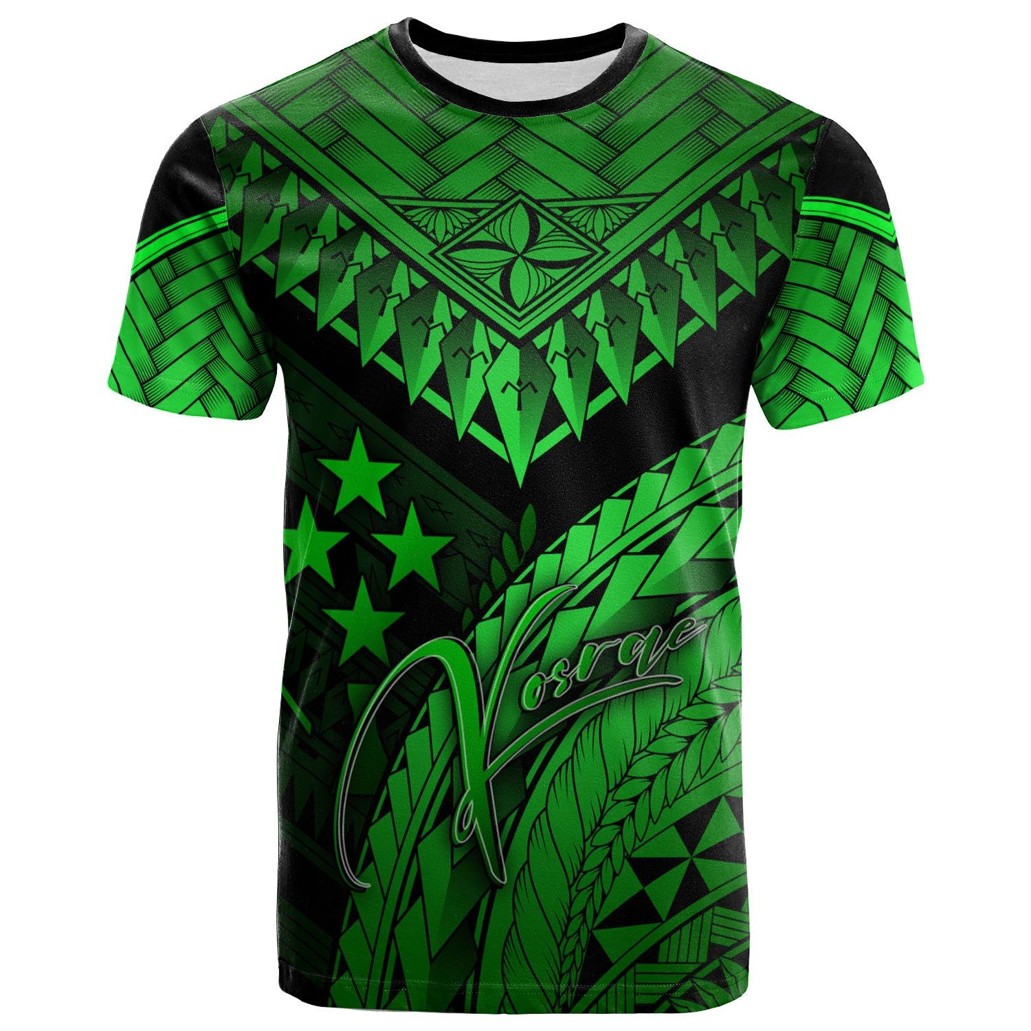 Kosrae T Shirt Green Polynesian Necklace and Lauhala Unisex Art - Polynesian Pride