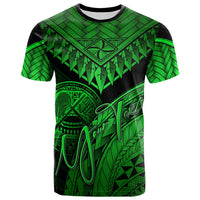 American Samoa Custom T Shirt Green Polynesian Necklace and Lauhala Unisex Art - Polynesian Pride