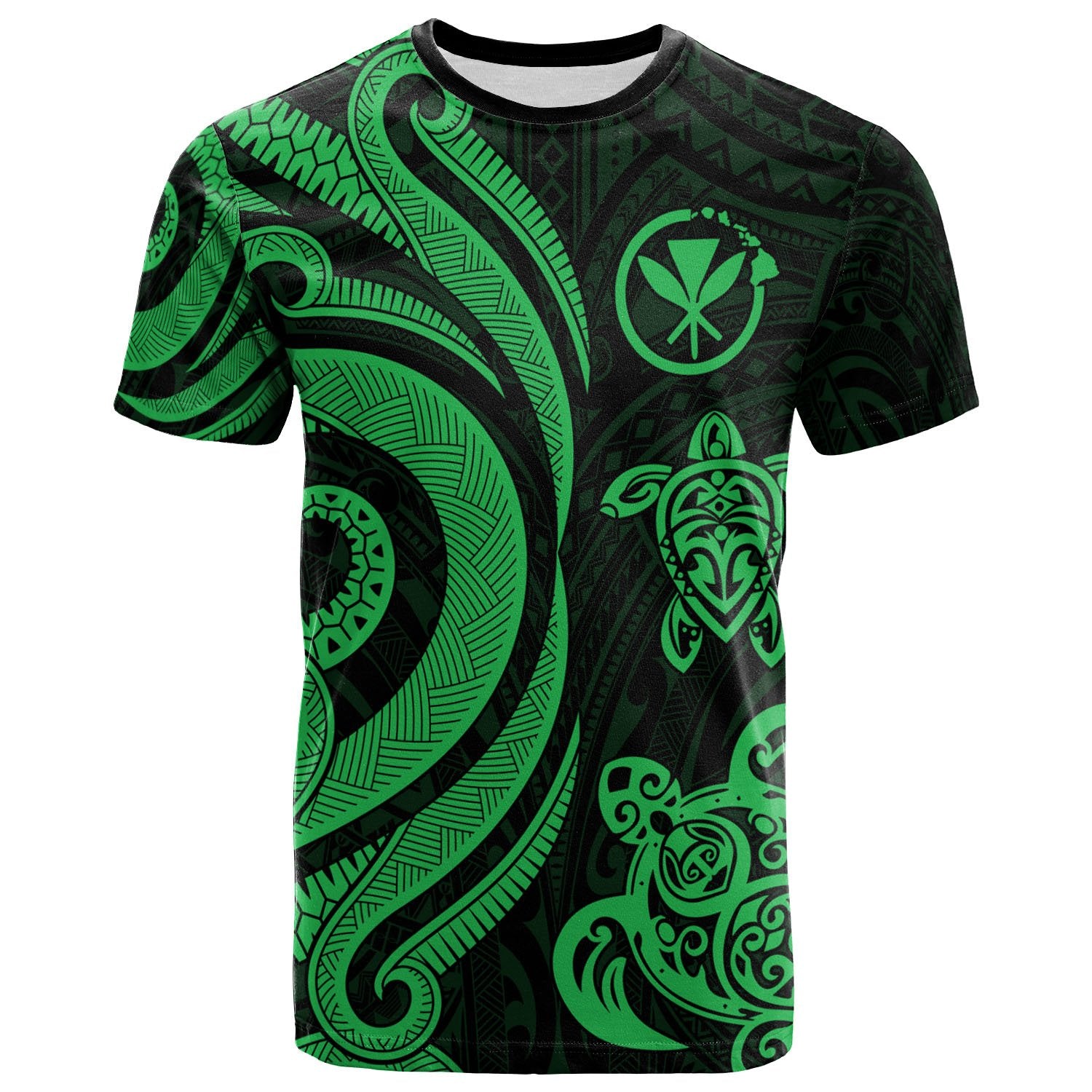 Polynesian Hawaii T Shirt Green Tentacle Turtle Unisex GREEN - Polynesian Pride