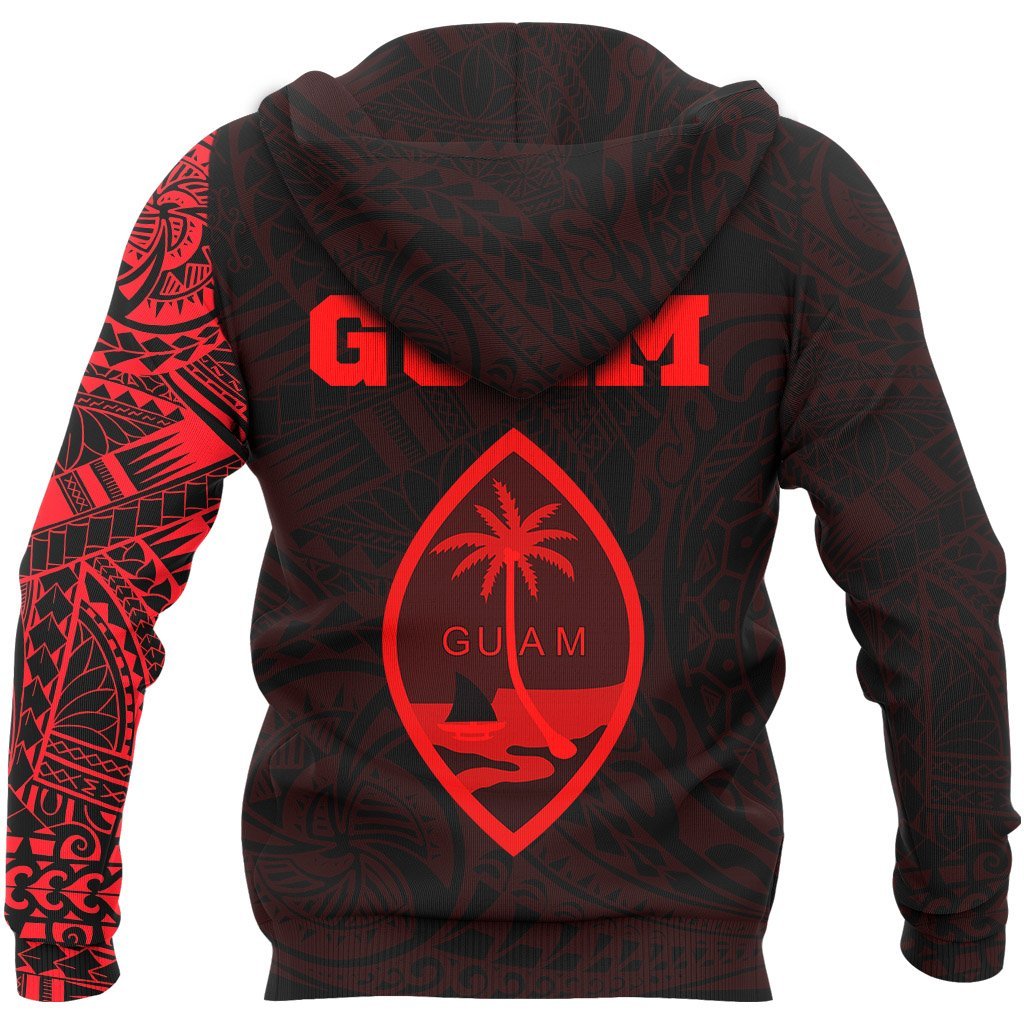Guam Hoodie Guam Coat of Arms Polynesian Tattoo Style Special Red - Polynesian Pride