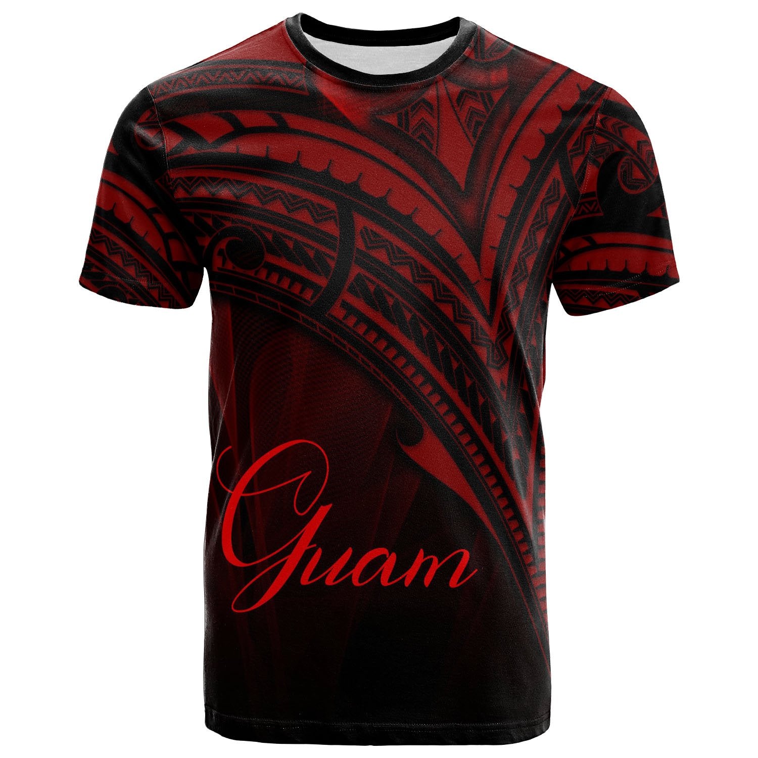 Guam T Shirt Red Color Cross Style Unisex Black - Polynesian Pride