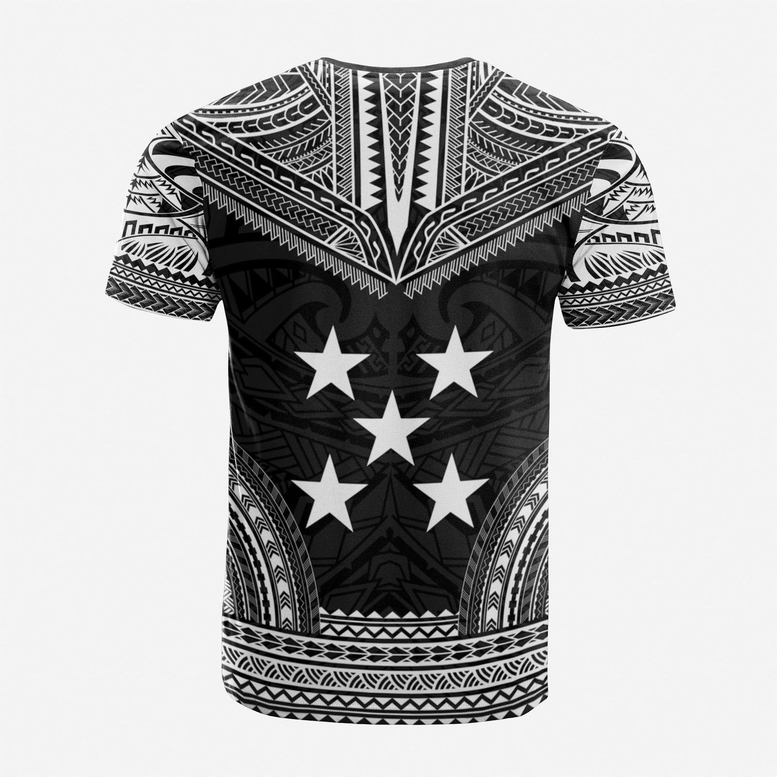 Gambier Islands Custom T Shirt Gambier Islands Flag Polynesian Chief Tattoo Black Version Unisex Black - Polynesian Pride