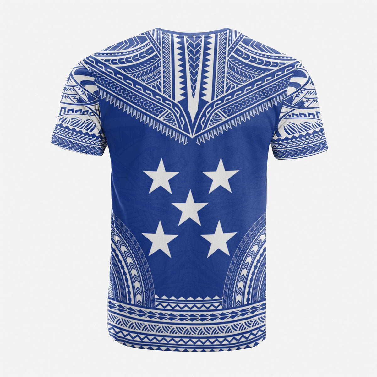 Gambier Islands Custom T Shirt Gambier Islands Flag Polynesian Chief Tattoo Blue Version Unisex Blue - Polynesian Pride