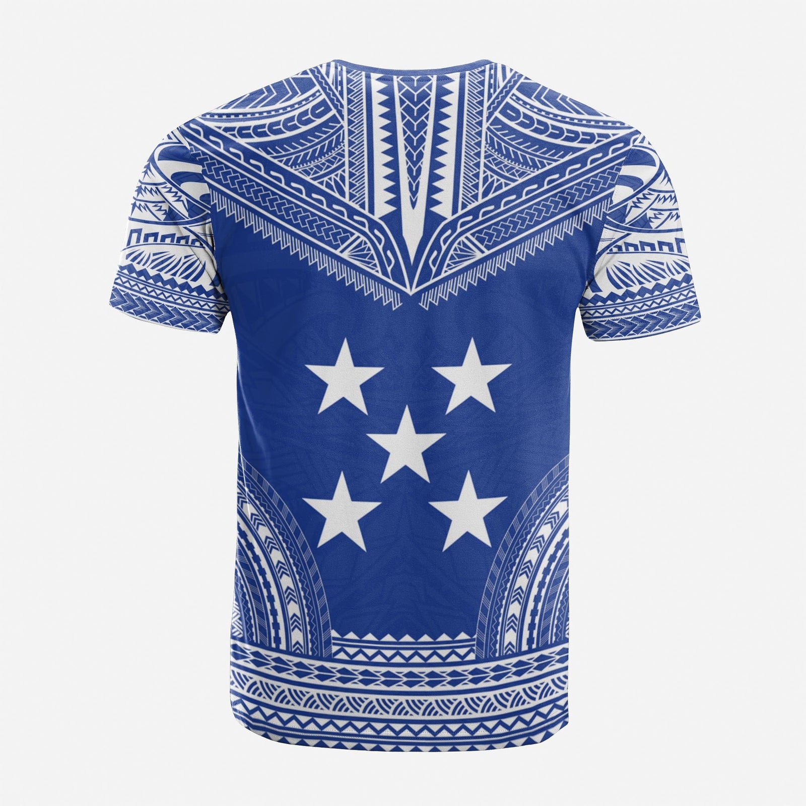 Gambier Islands Custom T Shirt Gambier Islands Flag Polynesian Chief Tattoo Blue Version Unisex Blue - Polynesian Pride