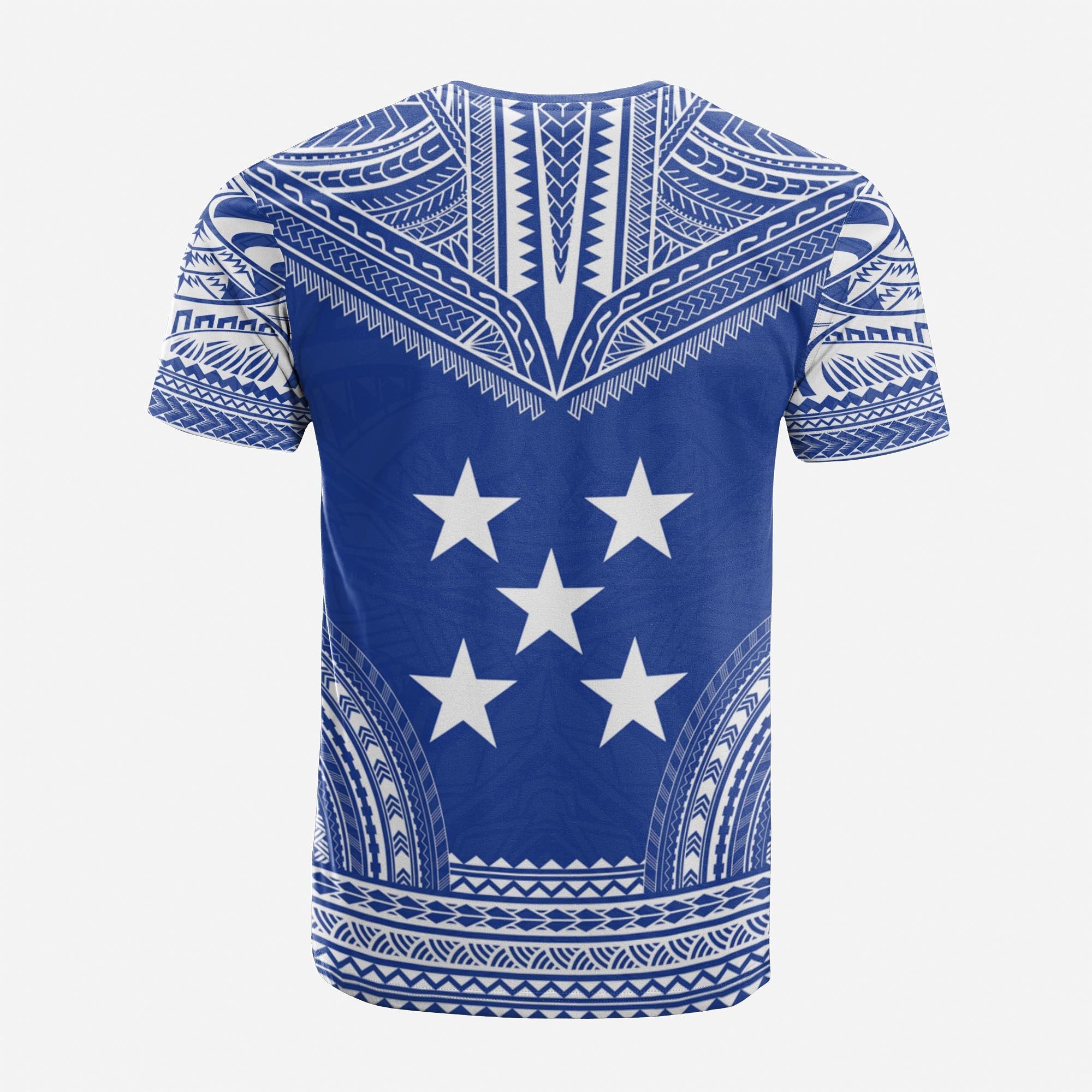 Gambier Islands Custom T Shirt Gambier Islands Flag Polynesian Chief Tattoo Blue Version Unisex Blue - Polynesian Pride