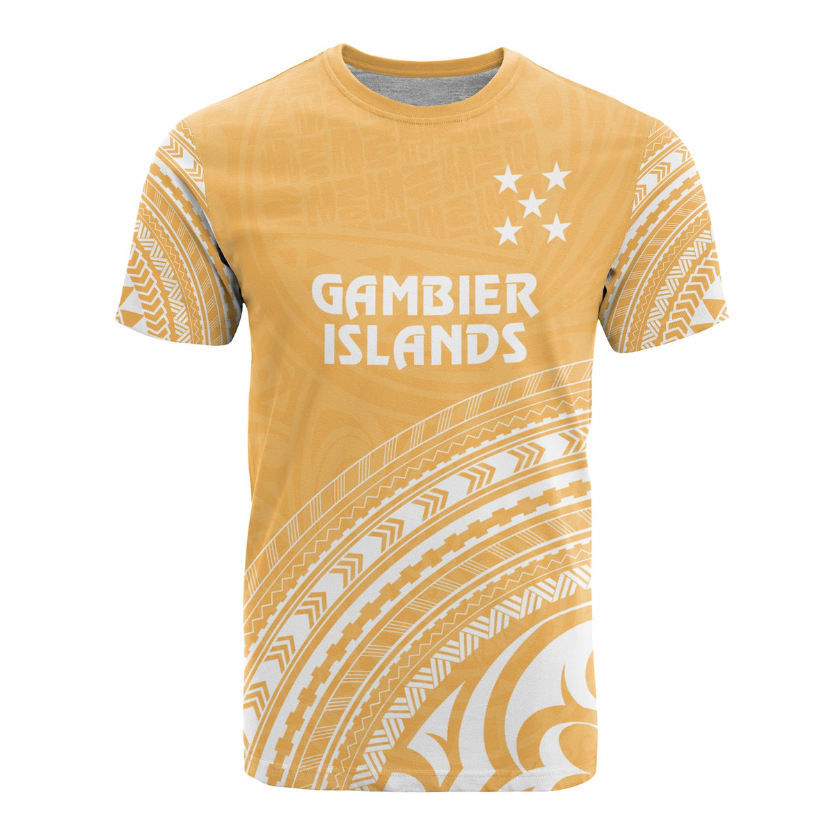 Gambier Islands All Over T Shirt Gambier Islands Polynesian Tribal Gold Version Unisex Yellow - Polynesian Pride