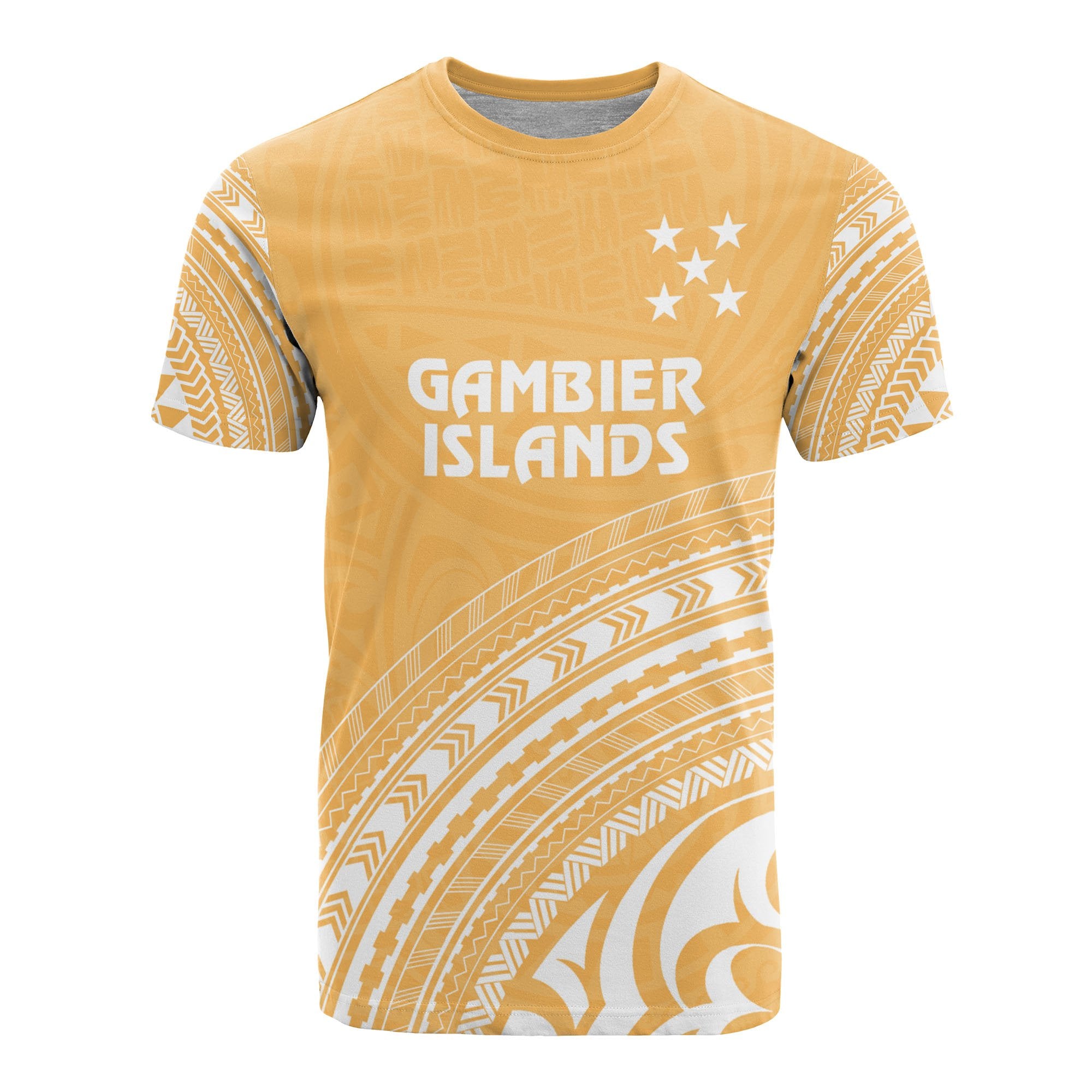 Gambier Islands All Over T Shirt Gambier Islands Polynesian Tribal Gold Version Unisex Yellow - Polynesian Pride