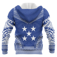 Gambier Islands Polynesian Chief Custom Zip up Hoodie Flag Version Unisex Blue - Polynesian Pride