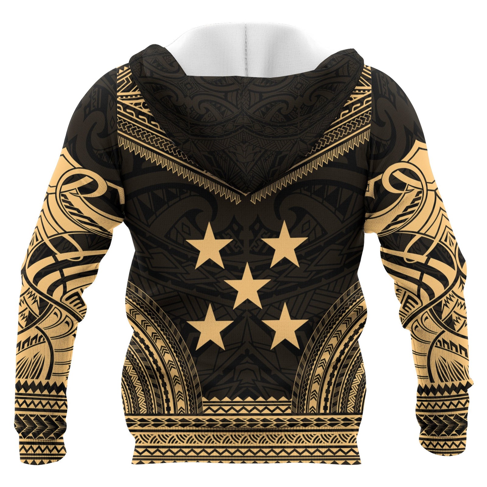 Gambier Islands Polynesian Chief Custom Zip up Hoodie Gold Version Unisex Gold - Polynesian Pride