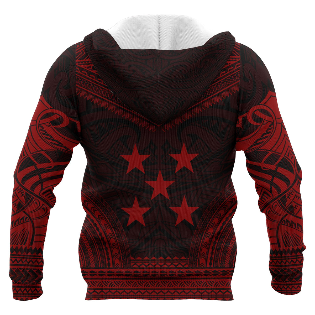 Gambier Islands Polynesian Chief Custom Zip up Hoodie Red Version Unisex Red - Polynesian Pride