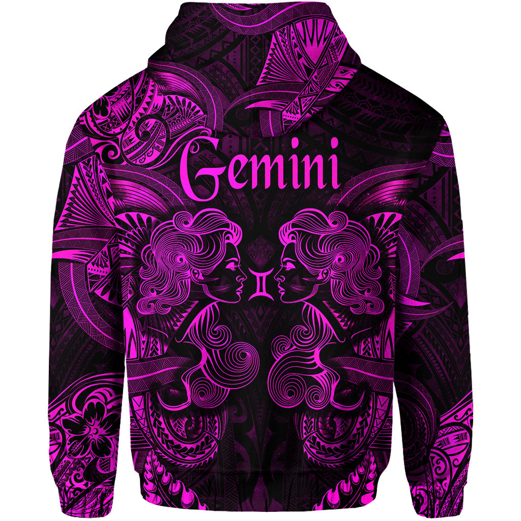 Gemini Zodiac Polynesian Zip Hoodie Unique Style Pink LT8 - Polynesian Pride