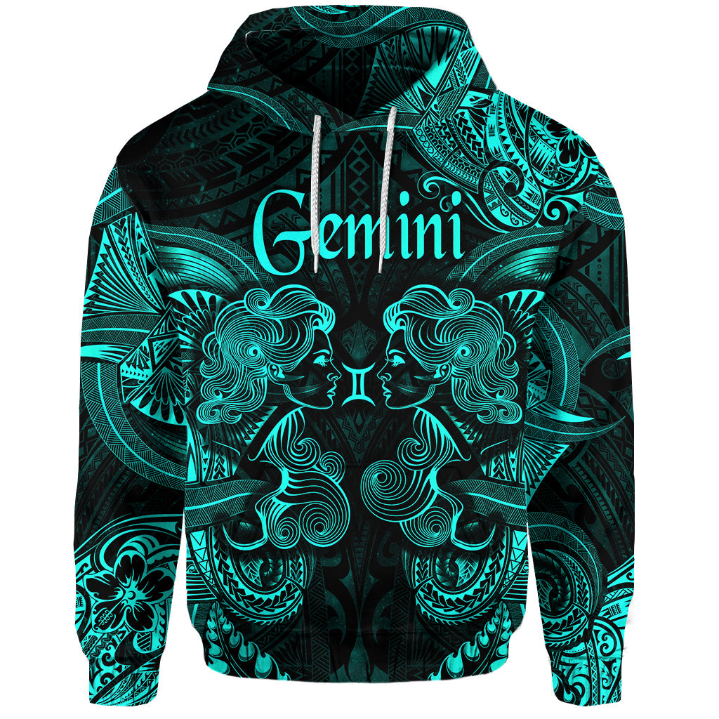 Custom Gemini Zodiac Polynesian Hoodie Unique Style Turquoise LT8 - Polynesian Pride