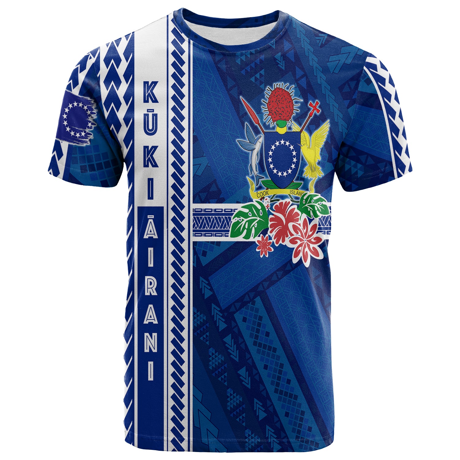 Cook Islands Turtle With Polynesian Geometrical Pattern T Shirt LT7 Blue - Polynesian Pride