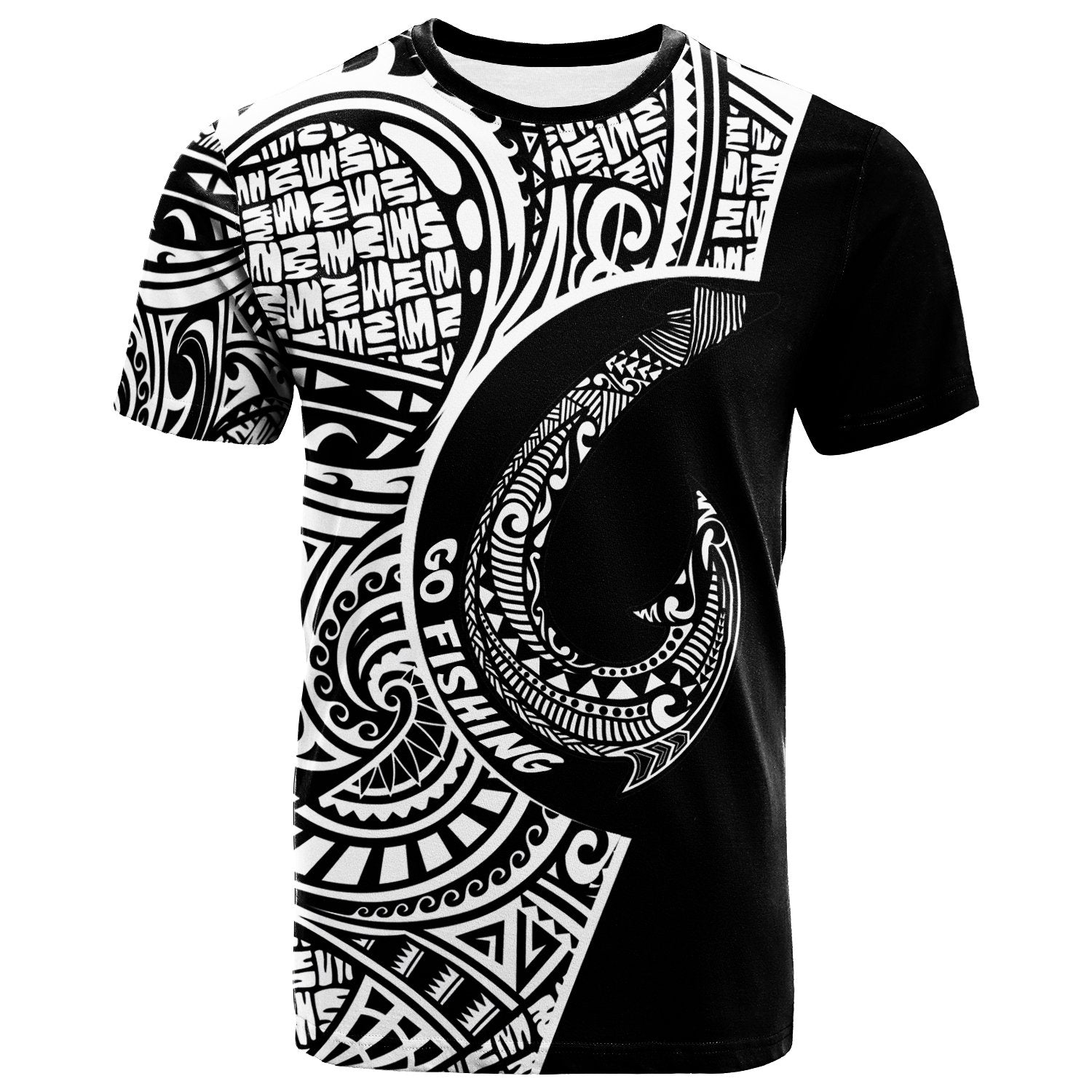 Tahiti T Shirt Tahiti Go Fishing Black Color Unisex Black - Polynesian Pride