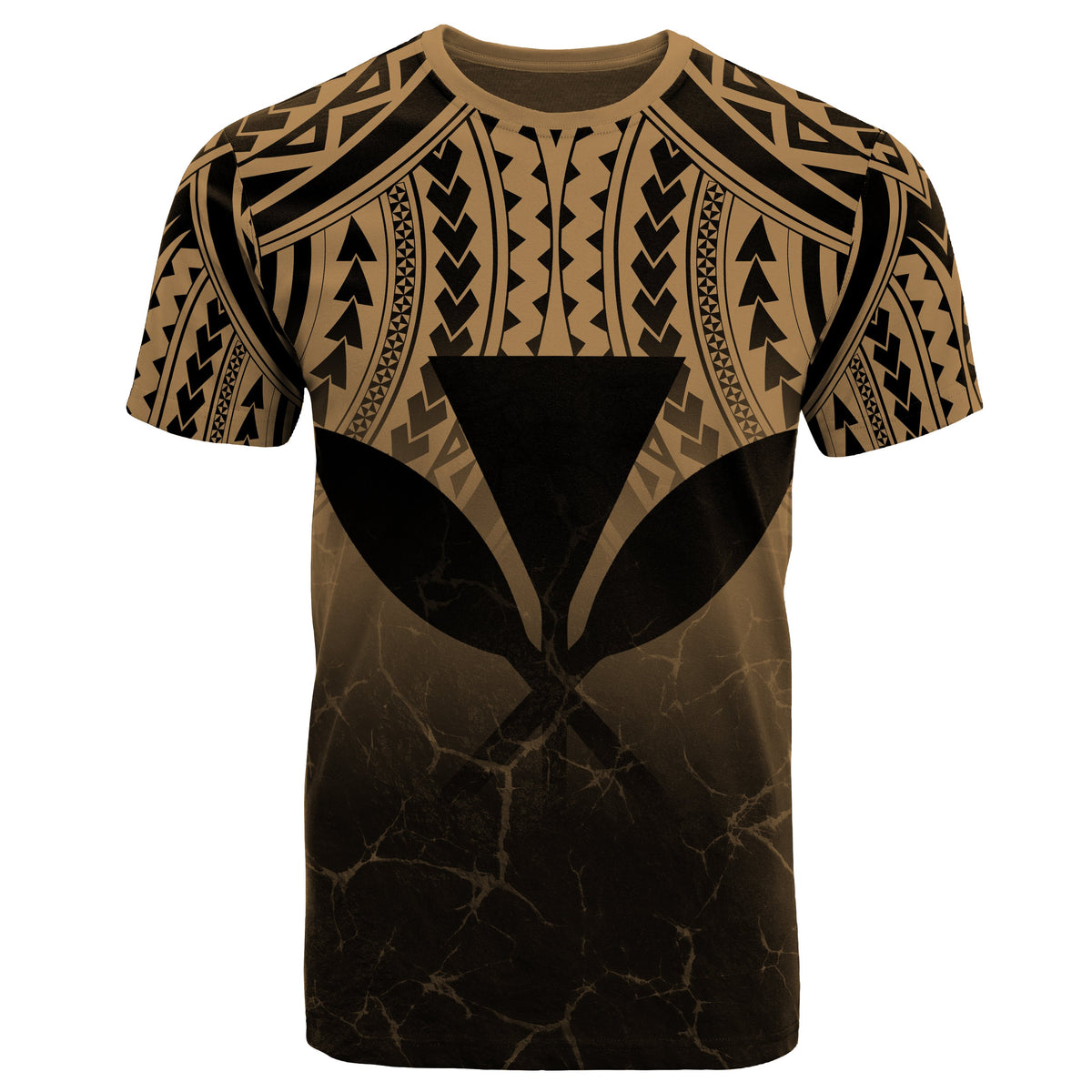 Hawaii Polynesian Kanaka Map Eruption T Shirt Roman Style Gold - Polynesian Pride